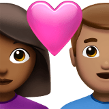 👩🏾‍❤️‍👨🏽 Couple with Heart: Woman, Man, Medium-Dark Skin Tone, Medium Skin Tone, Emoji by Apple