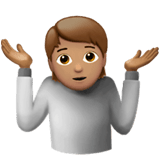 🤷🏽 Personne Qui Hausse Les Épaules : Peau Légèrement Mate Emoji par Apple