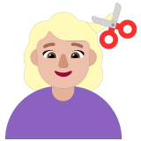 💇🏼‍♀️ Woman Getting Haircut: Medium-Light Skin Tone, Emoji by Microsoft