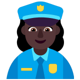 👮🏿‍♀️ Woman Police Officer: Dark Skin Tone, Emoji by Microsoft