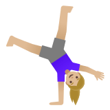 🤸🏼‍♀️ Woman Cartwheeling: Medium-Light Skin Tone, Emoji by Google