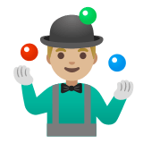 🤹🏼‍♂️ Man Juggling: Medium-Light Skin Tone, Emoji by Google