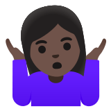 🤷🏿‍♀️ Woman Shrugging: Dark Skin Tone, Emoji by Google