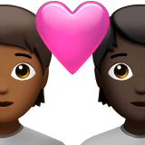 🧑🏾‍❤️‍🧑🏿 Couple with Heart: Person, Person, Medium-Dark Skin Tone, Dark Skin Tone, Emoji by Apple