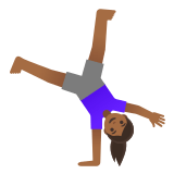 🤸🏾‍♀️ Woman Cartwheeling: Medium-Dark Skin Tone, Emoji by Google