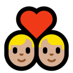 👨🏼‍❤️‍👨🏼 Couple with Heart: Man, Man, Medium-Light Skin Tone, Emoji by Microsoft