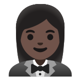 🤵🏿‍♀️ Woman in Tuxedo: Dark Skin Tone, Emoji by Google