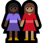 👩🏿‍🤝‍👩🏽 Women Holding Hands: Dark Skin Tone, Medium Skin Tone, Emoji by Microsoft