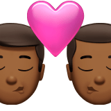 👨🏾‍❤️‍💋‍👨🏾 Kiss: Man, Man, Medium-Dark Skin Tone, Emoji by Apple