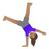 🤸🏽‍♀️ Woman Cartwheeling: Medium Skin Tone, Emoji by Google