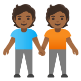 🧑🏾‍🤝‍🧑🏾 Deux Personnes Se Tenant La Main : Peau Mate Emoji par Google