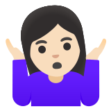 🤷🏻‍♀️ Femme Qui Hausse Les Épaules : Peau Claire Emoji par Google