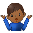 🤷🏾‍♂️ Homme Qui Hausse Les Épaules : Peau Mate Emoji par Samsung