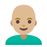 👨🏼‍🦲 Man: Medium-Light Skin Tone, Bald, Emoji by Google