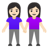 👭🏻 Women Holding Hands: Light Skin Tone, Emoji by Google