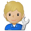 🧑🏼‍🔧 Mechanic: Medium-Light Skin Tone, Emoji by Samsung