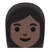 👩🏿 Frau: Dunkle Hautfarbe Emoji von Google