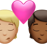 🧑🏼‍❤️‍💋‍🧑🏾 Kiss: Person, Person, Medium-Light Skin Tone, Medium-Dark Skin Tone, Emoji by Apple