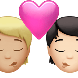 🧑🏼‍❤️‍💋‍🧑🏻 Kiss: Person, Person, Medium-Light Skin Tone, Light Skin Tone, Emoji by Apple