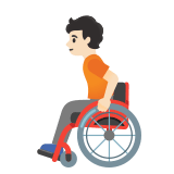 🧑🏻‍🦽 Person in Manual Wheelchair: Light Skin Tone, Emoji by Google