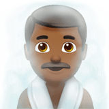 🧖🏾‍♂️ Mann in Dampfsauna: Mitteldunkle Hautfarbe Emoji von Apple