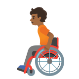 🧑🏾‍🦽 Person in Manual Wheelchair: Medium-Dark Skin Tone, Emoji by Google