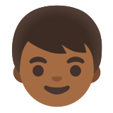 👦🏾 Junge: Mitteldunkle Hautfarbe Emoji von Google