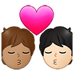 🧑🏽‍❤️‍💋‍🧑🏻 Kiss: Person, Person, Medium Skin Tone, Light Skin Tone, Emoji by Samsung