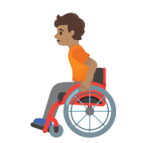🧑🏽‍🦽 Person in Manual Wheelchair: Medium Skin Tone, Emoji by Google