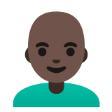 👨🏿‍🦲 Man: Dark Skin Tone, Bald, Emoji by Google