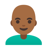 👨🏾‍🦲 Man: Medium-Dark Skin Tone, Bald, Emoji by Google