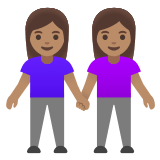 👭🏽 Women Holding Hands: Medium Skin Tone, Emoji by Google