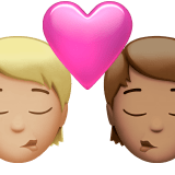 🧑🏼‍❤️‍💋‍🧑🏽 Kiss: Person, Person, Medium-Light Skin Tone, Medium Skin Tone, Emoji by Apple