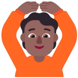 🙆🏾 Person Mit Händen Auf Dem Kopf: Mitteldunkle Hautfarbe Emoji von Microsoft