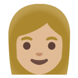 👩🏼 Woman: Medium-Light Skin Tone, Emoji by Google