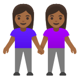 👭🏾 Women Holding Hands: Medium-Dark Skin Tone, Emoji by Google