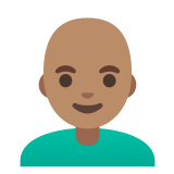 👨🏽‍🦲 Мужчина: Средний Тон Кожи Без Волос, смайлик от Google
