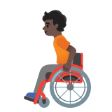 🧑🏿‍🦽 Person in Manual Wheelchair: Dark Skin Tone, Emoji by Google