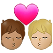 🧑🏽‍❤️‍💋‍🧑🏼 Kiss: Person, Person, Medium Skin Tone, Medium-Light Skin Tone, Emoji by Samsung