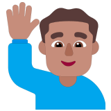 🙋🏽‍♂️ Mann Mit Erhobenem Arm: Mittlere Hautfarbe Emoji von Microsoft