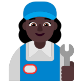 👩🏿‍🔧 Woman Mechanic: Dark Skin Tone, Emoji by Microsoft