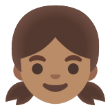 👧🏽 Girl: Medium Skin Tone, Emoji by Google