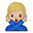 🙅🏼‍♂️ Homme Faisant Un Geste D’interdiction : Peau Moyennement Claire Emoji par Samsung