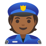 👮🏾 Officier De Police : Peau Mate Emoji par Google