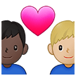 👨🏿‍❤️‍👨🏼 Couple with Heart: Man, Man, Dark Skin Tone, Medium-Light Skin Tone, Emoji by Samsung