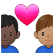 👨🏿‍❤️‍👨🏽 Couple with Heart: Man, Man, Dark Skin Tone, Medium Skin Tone, Emoji by Samsung