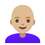 👩🏼‍🦲 Woman: Medium-Light Skin Tone, Bald, Emoji by Google