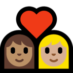 👩🏽‍❤️‍👩🏼 Couple with Heart: Woman, Woman, Medium Skin Tone, Medium-Light Skin Tone, Emoji by Microsoft