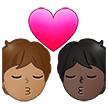 🧑🏽‍❤️‍💋‍🧑🏿 Kiss: Person, Person, Medium Skin Tone, Dark Skin Tone, Emoji by Samsung