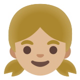 👧🏼 Girl: Medium-Light Skin Tone, Emoji by Google